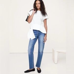 BANANA REPUBLIC COTTON POPLIN BOATNECK ASYMMETRICAL TOP